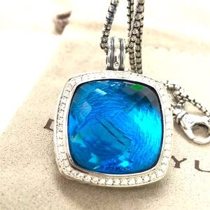 David Yurman 925Silver Albion 20mm Blue Topaz & Di